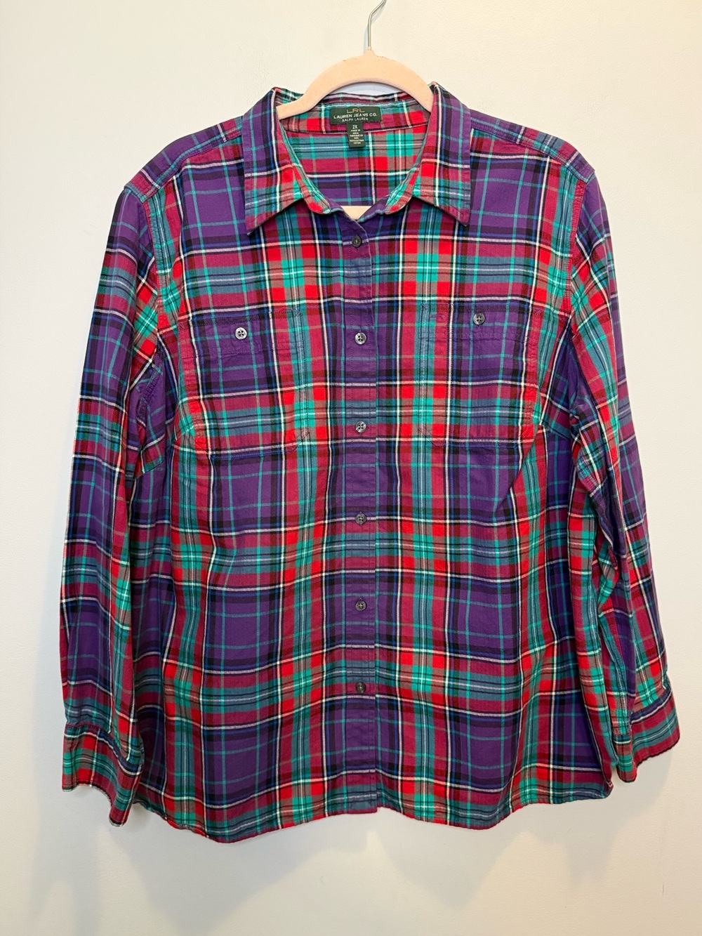 Lauren Ralph Lauren Plaid Button Down Shirt 2X Plus Size Academia